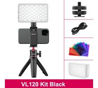 Ulanzi-Lampe LED Vijim VL120,3200K-6500K,éclairage pour vidéo conférence,avec boîte à lumière et livre de documents RGB -VL120 Kit Noir