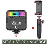 Ulanzi-Lampe vidéo LED RVB VL49,document complet,2500K-9000K,800,mini remplissage magnétique,3 sabots froids,2000mAh,lampe pour appareil photo de type C - Type VL49 kit