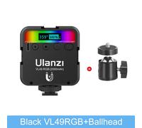 Ulanzi-Lampe vidéo LED RVB VL49,document complet,2500K-9000K,800,mini remplissage magnétique,3 sabots froids,2000mAh,lampe pour appareil photo de type C - Type Black VL49 RGB
