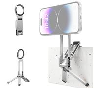 ULANZI MA38 Trépied magnétique 4 en 1 en Aluminium Forme de Mousqueton, Support Pliable pour Smartphone, Double trépied de Poche, Mini Perche à Selfie Compatible avec iPhone 17 16 15 14 13 12, Argent