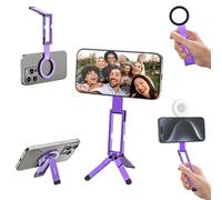 ULANZI MA60 Trépied Magnétique, 3-in-1 Aluminium Mini Selfie Stick Pliable, Force Magnétique 14N, Support de Téléphone Portable, Pocket Tripod Compatible iPhone 16 15 14 13 12 Magsafe Sumsung, Violet
