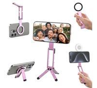ULANZI MA60 Trépied Magnétique, 3-in-1 Aluminium Mini Selfie Stick Pliable, Force Magnétique 14N, Support de Téléphone Portable, Pocket Tripod Compatible iPhone 16 15 14 13 12 Magsafe, Sumsung, Rose