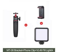 Ulanzi-Mini lampe vidéo LED portable,triple griffe froide,lampe de remplissage Vlog aste,éclairage de photographie,kit de trépied,CRI95 + - Type Black MT-08 kit