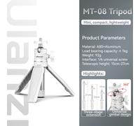 Ulanzi MT-08 Mini Smartphone DSLR Trépied pour Sony ZV1 IL M50 Cold Shoe Trépied Mount pour LED Microphone Vlog Trépied Kit - Type White