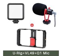 Ulanzi Plateforme de Vidéo pour Smartphone U Rig Pro,Étui de Tournage de Film,Stabilisateur de Vidéogramme,Trépied de Montage à la Main,Support pour Téléphone iPhone et Android - Type vl49 Rig Mic