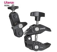Ulanzi R094 Super Clamp avec filetage 1/4 et 3/8 pour bras articulé, éclairage LED, microphone, pince à rotule universelle, charge max. 1,5 kg noir