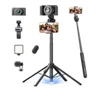ULANZI SK32 Trépied pour perche à selfie, ouverture en un clic et fermeture par élévation, support stable à 4 pieds, extensible de 180 cm, trépied de voyage en alliage d'aluminium pour iPhone