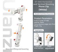 Ulanzi ST-06S Universel 360 ° Téléphone Mobile réinitialisation Holder pour 1/4 Vis Trépied Adaptateur De Montage Pour Samsung iPhone Xiaomi Téléphone Portable - Type ST-06S White