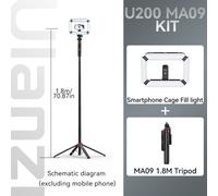 Ulanzi U200 U-200 Smartphone plate-forme vidéo LED lumière vidéo 2 en 1 anneau lumière chaussure froide pour Microphone Tiktok Youtube lumière de plate-forme en direct - Type U200 MA09 KIT
