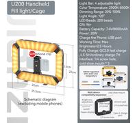 Ulanzi U200 U-200 Smartphone plate-forme vidéo LED lumière vidéo 2 en 1 anneau lumière chaussure froide pour Microphone Tiktok Youtube lumière de plate-forme en direct - Type U200 Light