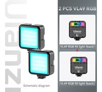 Ulanzi VL49 RGB lumières vidéo Mini LED caméra lumière 2000mAh rechargeable panneau LED lampe Photo vidéo éclairage pour Youtube Tik tok - Type 2 VL49 RGB Black