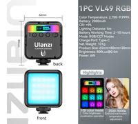 Ulanzi VL49 RGB lumières vidéo Mini LED caméra lumière 2000mAh rechargeable panneau LED lampe Photo vidéo éclairage pour Youtube Tik tok - Type VL49 RGB Black