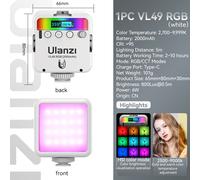 Ulanzi VL49 RGB lumières vidéo Mini LED caméra lumière 2000mAh rechargeable panneau LED lampe Photo vidéo éclairage pour Youtube Tik tok - Type VL49 RGB White