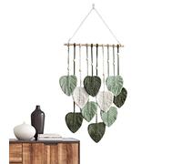 ulapithi Art mural en macramé,Feuilles Glands Tissé Coton Ornements Boho Art Décoration Murale,Décoration murale colorée tissée à la main Décoration murale tapisserie bohème pour salon, chambre Vert