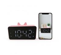 ULar at Ear Digital Clock Camera 4-in-1 with 16GB SD Card: Bluetooth Speaker, Clock, Alarm, Camera 4K UHD, WiFi 6 Remote View No Audio (X-Q9-PINK+16GB)