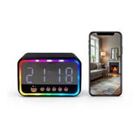 ULar Colorful Alarm Clock Camera, Multifunctional RGB Mirror Camera: 5-in-1 with Bluetooth Speaker, FM Radio, Clock, Alarm USB Power | 100° Wide Angle No Audio (with 16GB SD Card)