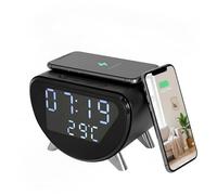 ULar Wireless Charger Camera with 32GB SD Card, 5-in-1 Multifunctional WiFi 6 Camera 4K UHD Remote Live Viewing, Clock, Alarm, Room Thermometer, Offline Recording, Cloud Storage No Audio