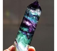 Ularma - Baguette hexagonale de cristal de quartz naturel - Fluorite - Pierre précieuse violette, verte 7.5-8cm coloré