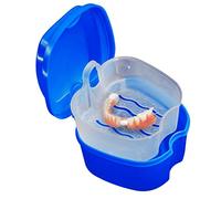 Ularma Prothèse Dentaire Salle de Bain Boîte de Cas Soins Dentaires Faux Dents Stockage Boîte de avec Suspendu Net Conteneur (Bleu foncé)