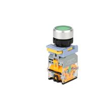 ULBTLUOYV Interrupteur à Bouton-Poussoir à LED, Contact argenté, réinitialisation/Verrouillage avec Lampe, indicateur électrique Plat Rond Vert, Connexion par borne à vis(1NO-24V,Latching Lock)