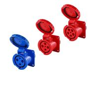 ULBTLUOYV Lot de 5/10 connecteurs électriques industriels 3P/4P/5P 16A/32A/63A/125A IP44/IP67, Prise Murale, Prise Murale(125A Panel Mounted,5 PCS-5P)