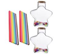 ULDIGI 1 Set de Bouteilles en Plastique Vides à Vœux avec Étoiles en Papier Origami, Décoration Unique, Facile à Transporter, pour Bureau et Chambre