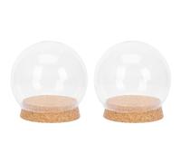 ULDIGI 2 Ensembles Cloche Verre Décorative Dôme en Verre Transparent avec Bouchon en Liège pour Fleurs Immortelles et Figurines Décoration Créative de Bureau Base Plate