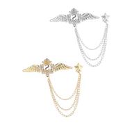 ULDIGI 2 pièces Broche Décorative Étoile à Ailes Ange Lot de Accessoire de Corsage Élégant Alliage pour Vêtements Petite Broche Mode Femme Homme