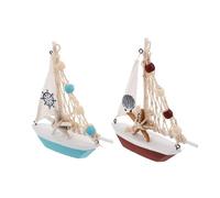 ULDIGI 2 Pièces Modèle de Voilier Bois Vintage Décoration de Table Bord de Mer Sculpture Nautique Rétro pour Salon Bureau et Espace de Travail