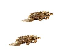 ULDIGI 2 pièces Ornements Laiton Poisson Carpe Décor de Bureau Élégant Suspendu Porte-clés Accessoire Feng Shui