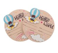 ULDIGI 2 Pièces Plaque Naissance Bois Rondes Panneaux Annonce Garçon Fille Mixte pour Photos Souvenir Décoration Douce pour Fille et Garçon Accessoires Crèche et Shower