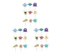 ULDIGI 27pcs Décorations Gâteau Anniversaire en Papier et Bambou, Cake Toppers Créatifs de Monstre, pour Décorer Gâteau D'anniversaire Garçon et Filles