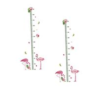 ULDIGI 2pièces Autocollant Mural Toise Hauteur Garçon Fille Motif Oiseau Tropical Adhésif Décor Chambre Garçon Fille Mesure Mur Lisse