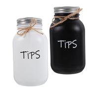 ULDIGI 2pièces Pot De Conservation Verre pour Monnaie Et Pourboires Tirelire Compacte Et Sécurisée pour Bar Ou Maison Économiseur De Élégant Verre Transparent Blanc Et Noir