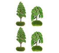 ULDIGI 4 Pièces Miniature Landscape Trees for Crafts Realistic Mini Model Trees Set for Train Scenery and Architectural Diorama Easy Care Fake Plants and Building Models