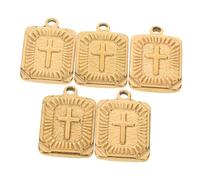ULDIGI 5 Pièces Pendentifs Croix Acier Inoxydable Doré Pendentifs Crucifix Rectangulaires Résistants pour Bijoux DIY Charms pour Colliers et Bracelets Finition Électrolytique