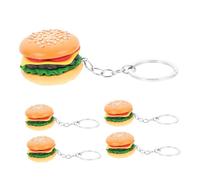 ULDIGI 5 Pièces Porte-clés Imitation Hamburger en Pvc et Fer, Breloque