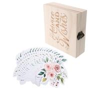 ULDIGI 50 Pièces Cartes Prédictions et Conseils pour Shower avec Boîte Bois Jeu Interactif pour Futurs Parents Prédictions Poids Couleur Yeux et Cheveux Activités Ludiques pour Fête