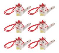 ULDIGI 6 Pièces Lot de 6 Sifflets à Oiseaux en Céramique Blanche de Lapin avec Cordon, Sifflet D’Appel à Bouche à Eau pour Chant D’Oiseau, Interactif pour Activités en Plein Air et