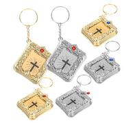 ULDIGI 6 pièces Porte-clés Bible Miniature Creuse Doré et Argenté Pendentif Religieux Vintage pour Garçons et Filles Cadeau Baptême et Fête