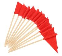 ULDIGI 60 Pièces Mini Drapeaux Rouge Cure-dents Triangle Décoratifs pour Cupcakes Fromages et Fruits Marqueurs Buffet pour Anniversaire Mariage et Fête