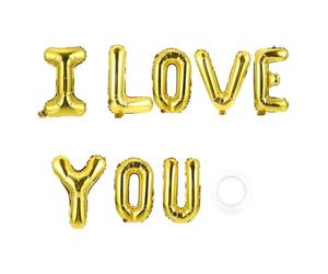 ULDIGI Ballons en Aluminium Doré « je T’aime » 1 Ensemble pour Décoration Saint-valentin et Mariage, Kit Lettres Ballon Réutilisables pour Fête Romantique et Demande en Mariage