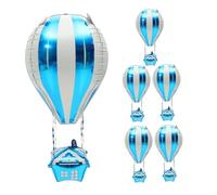 ULDIGI Ballons en Aluminium Montgolfière 4D Bleus 6 Pcs pour Fête d'Anniversaire Garçon et Filles Décoration Thème Voyage Shower