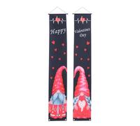 ULDIGI Bannière Festive Saint-Valentin en Polyester Légère Motif Gnome et Cœur Romantique Couplet de Porte Décoratif pour Maison à Suspendre Facile pour Fête et Anniversaire