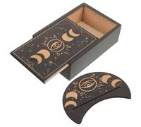 ULDIGI Boîte de Rangement pour Tarot 15,8x10,6x5 cm avec Support, Coffret Soleil & Lune pour Cartes, adapté à la décoration de Bureau et Usage Wicca