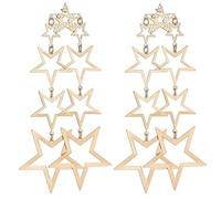 ULDIGI Boucles D’Oreilles Longues en Alliage Doré Étoile Pendante à Cinq Branches Clous D’Oreilles Mode pour Femmes Bijoux Délicats pour Usage Quotidien et Occasions Spéciales