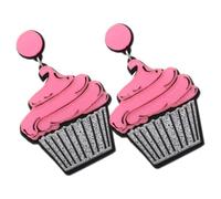 ULDIGI Boucles D'oreilles Pendantes Accessoires Mode Légers et Originaux Bijoux Drôles et Mignons en Acrylique Cupcake Rose pour Femmes et Filles