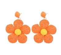 ULDIGI Boucles D'oreilles Tissées en Matière Synthétique Orange, Style Bohème pour Vacances la Plage, Légères et Décoratives, pour Femme Été