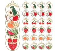 ULDIGI Breloques en Métal Fruits 30 Pièces 22X25 MM Pendentifs DIY pour Fabrication Bijoux Breloques pour Bracelets et Colliers Assortiment Fraise Orange Avocat Pomme Pastèque Cerise