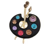 ULDIGI Broche Palette de Peinture à L'huile Noire Ornée de Cristaux pour Femmes, Épingle à Cravate Anti-dévoilement, Accessoire Costume Élégant pour Cocktail, Fête des Mères et Occasions
